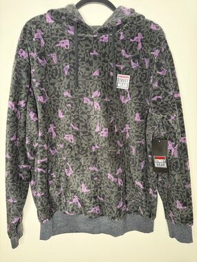 Vision Street Wear Gray Lavender Patterned Hoodie Green Large men’s NWT warm